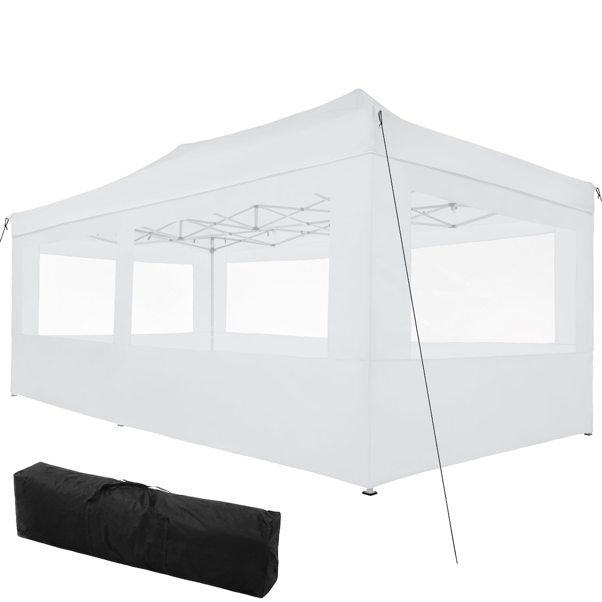 tectake Gazebo pieghevole Viola 3x6 m con 4 elementi laterali - bianco - 403163
