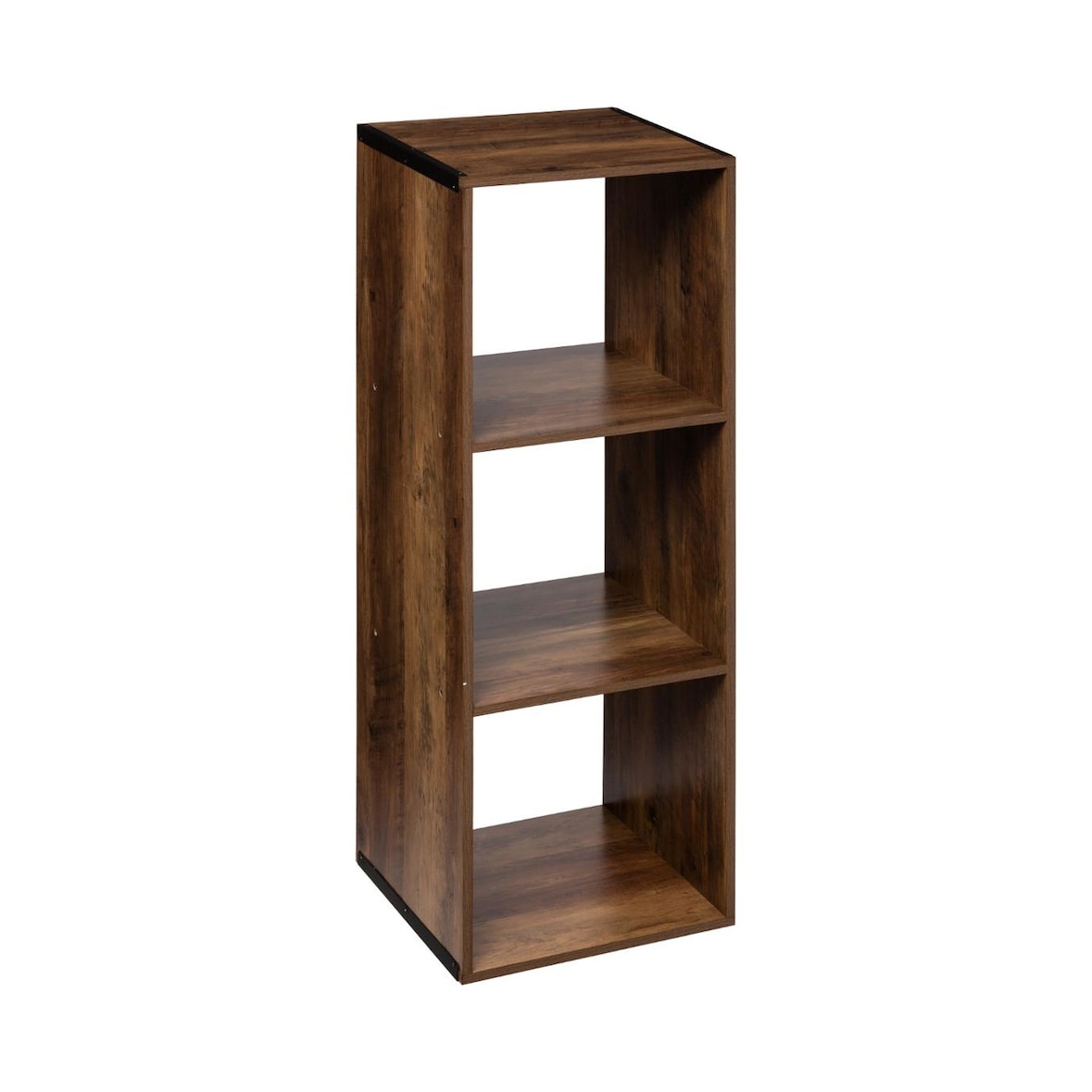 Meuble Étagère 3 cases de rangement effet bois foncé style Industriel H 100.5 cm