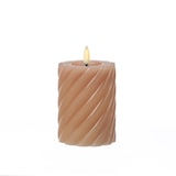 thumbnail of LED Kerze Twist Echtwachs gedreht flackernd H: 12,5cm Timer altrosa