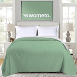 thumbnail of Tagesdecke 220x240 OEKO-TEX - grün hellgrau Microfaser-Bezug wattiert gesteppt Wende-Design XXL Sofa Couch Bett Bettüberwurf