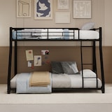 thumbnail of Metall Etagenbett Twin Over Full 196x146 aus Stahl, Hochbett mit Vollbett unten, Sicherheitsgeländer, Leiter, geräuscharm, Schwarz