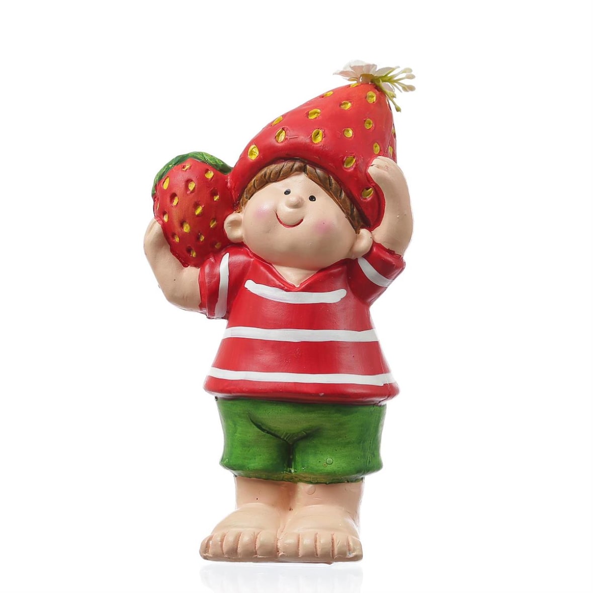 Dekofigur Erdbeerjunge Fritz mit Erdbeere Gartendeko H: 18,5cm