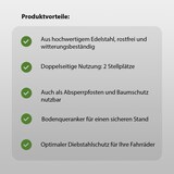 thumbnail of Fahrradanlehnbügel 118 x 78 cm Edelstahl Ø 60 mm grau Typ U Einbetonieren Fahrradständer Parker Typ U