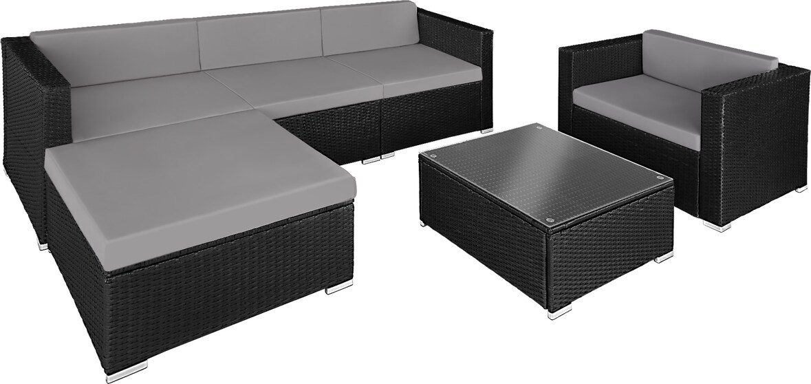 tectake Conjunto de ratán Milano  Negro/Gris