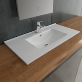 thumbnail of Alpenberger Waschbecken Keramik Waschtisch, Einbauwaschbecken Aufsatzwaschbecken Eckig Waschplätze | Handwaschbecken 80 cm Breit mit Nano und Überlauf