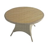 thumbnail of Gartentisch CITIES rund Teak-Look - Kunststoff, Ingwerbraun, 100x100x73cm | Terrassentisch Wetterfest Outdoor Tisch