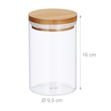 thumbnail of Relaxdays Vorratsdosen Glas, 3er Set, für Pasta, Reis, Müsli, Kaffeebohnen, Volumen 800 ml, HxD 16x9,5 cm, Bambus, natur