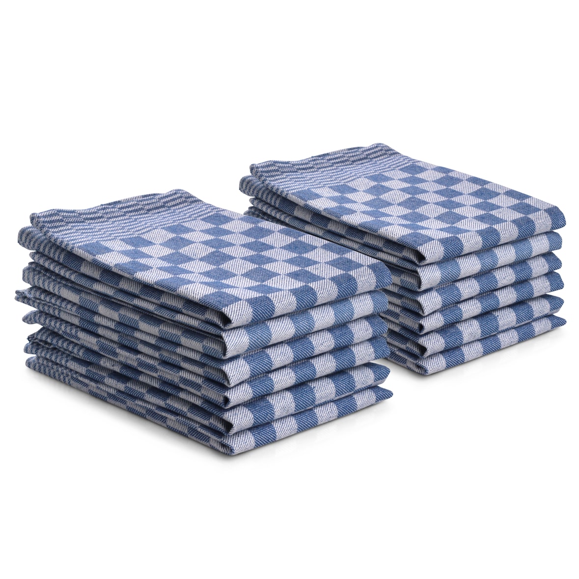 DoubleDry Theedoeken 12 st - 100% katoen - blokpatroon - geblokt - horeca ruit - blauw
