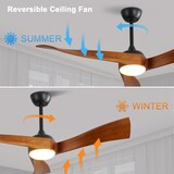 thumbnail of Deckenventilator 42x132x132 cm mit Licht und Fernbedienung 6 Stufen Timer Umkehrfunktion DC Motor leise Schwarz Metall+Holz