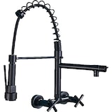 thumbnail of Björn | Gastronomie wandkraan zwart mat | Professionele keukenkraan roestvrij staal twee sproeiers | Dubbele spoelunit wandkraan restaurant