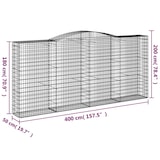 thumbnail of vidaXL Gabionen mit Hochbogen 5 Stk. 400x50x180/200cm Verzinktes Eisen