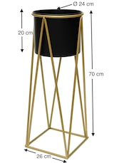 thumbnail of DanDiBo Blumenhocker mit Topf Metall Gold Schwarz L 70 cm Blumenständer 96046 Blumensäule Modern Pflanzenständer Pflanzenhocker