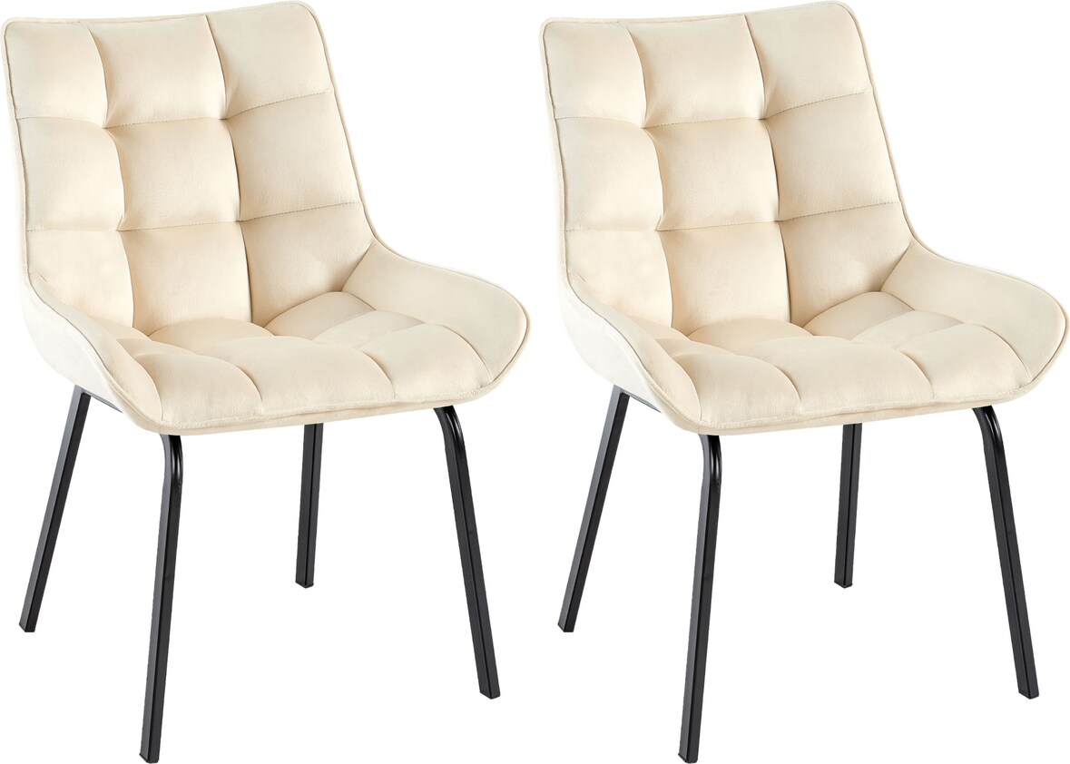 CHEFGASTRO 2er-Set Esszimmerstuhl HOUSTON Samt HxBxT 84x58x57cm Creme Küchenstuhl