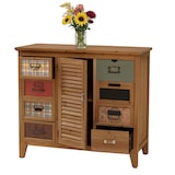 thumbnail of Cassettiera apotecaria HWC-O63, armadio Cassettiera portaetichette per persiana vintage shabby 80x91x40cm ~ corpo naturale