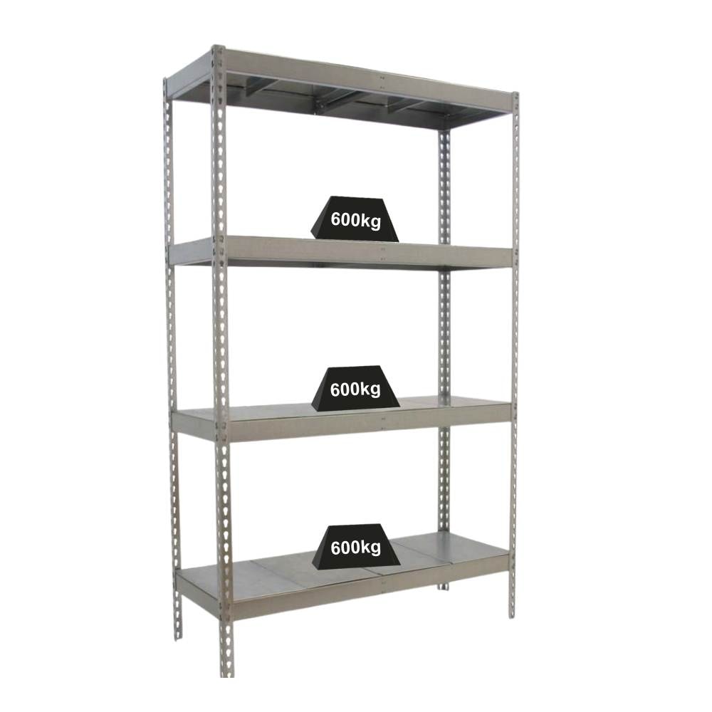 PROREGAL Schwerlastregal METAL BEAST FOUR | HxBxT 200x180x75cm | Fachlast 600kg | Verzinkt | Standregal Metallregal Lagerregal