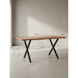 thumbnail of Esszimmertisch 180x90x76 cm Akazie Massivholz / Metall Esstisch Baumkante, Küchentisch Massiv mit X-Beinen in Schwarz, Holztisch Speisetisch