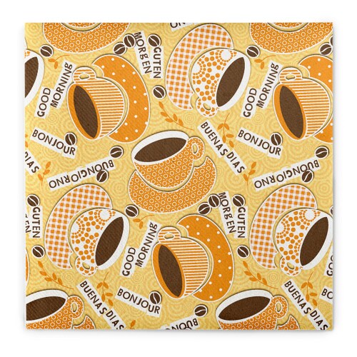 Sovie HOME Serviette Kaffee Ole in Gelb-Orange aus Linclass Airlaid 40 x 40 cm, 12 Stück - Kaffee Cafe Frühstück