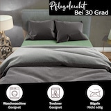 thumbnail of Teddyplüsch Winter Bettwäsche Schwarz Anthrazit 155x220cm 4 teilig Uni