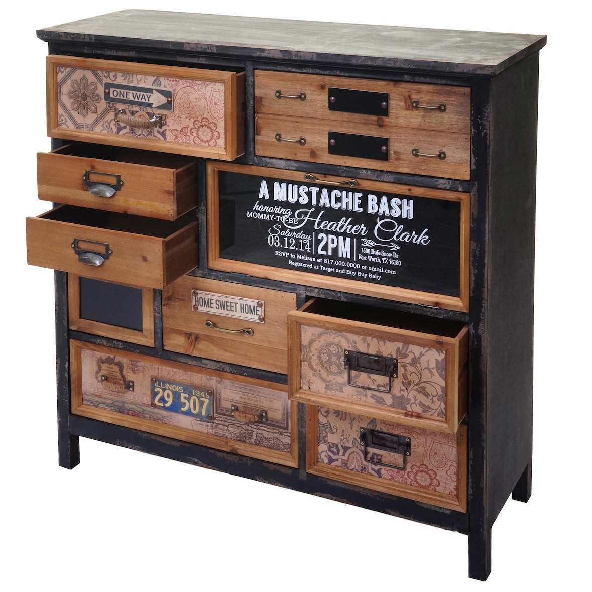 Apothekerskast HWC-A43, ladekast, massief dennenhout vintage shabby look 90x90x32cm