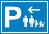 thumbnail of Eltern Kinderwagen Parkplatz Schild mit Richtungspfeil links waagerecht A1 (594x841mm)