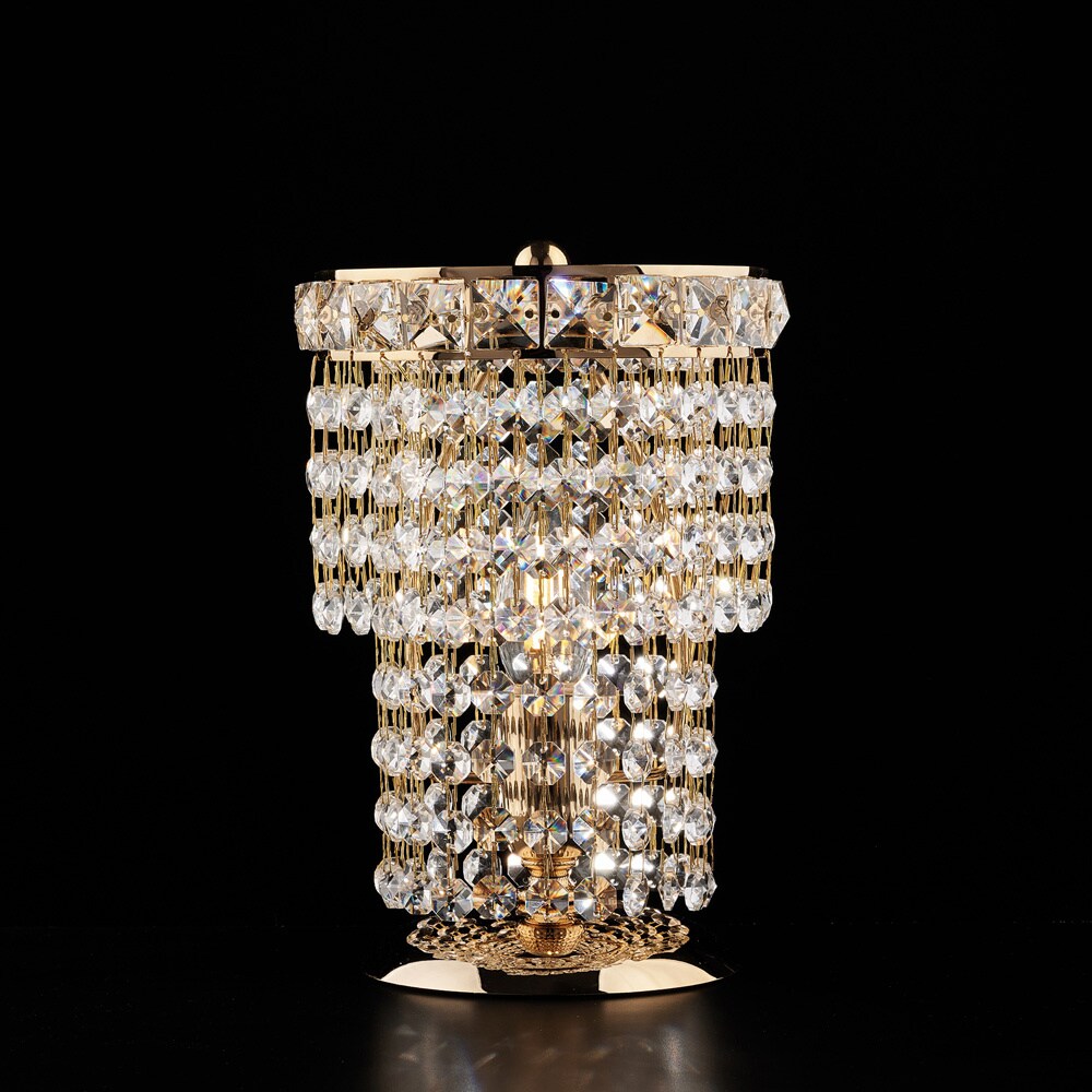 Wagner - Tafellamp in ijzer en goudmessing met strass 1 lichts H.24 - Ø16 - BL266-LT-OR