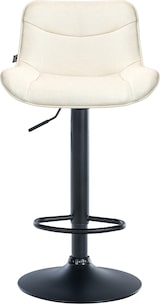 thumbnail of Décoshop26 - Barhocker x1 drehbar ergonomische Form Ziernähte in cremefarbenem Stoff schwarzes Metallgestell 10_0005766