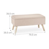 thumbnail of Relaxdays Sitzbank mit Stauraum, gepolstert, Holzbeine, Truhenbank Stoffbezug, HxBxT: 39,5 x 79,5 x 39,5 cm, beige