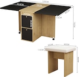 thumbnail of Essgruppe Esstischset mit 4 Stühlen klappbar ausziehbar Weiß+Schwarz 120x80x75 cm, platzsparend, multifunktional für Essen und Homeoffice