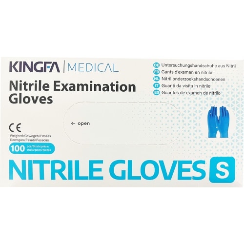Kingfa Nitril Handschuhe, blau, puderfrei, 100er Box :  Größe S