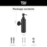 thumbnail of TOJ Living Dispensador de sabonete – 200 ml – aço inoxidável (inox) – preto mate – montagem na parede – doseador