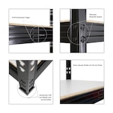 thumbnail of PROREGAL Étagère charge lourde RHINO | HxLxP 180x200x60cm | 5 niveaux en aggloméré 8mm | 500kg par niveau | Noir | Étagère de garage