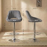 thumbnail of CLP Set van 2 barkrukken Milet fluweel Fluweel HBT: 85x47x48 cm Metaal in chroomoptiek donkergrijs