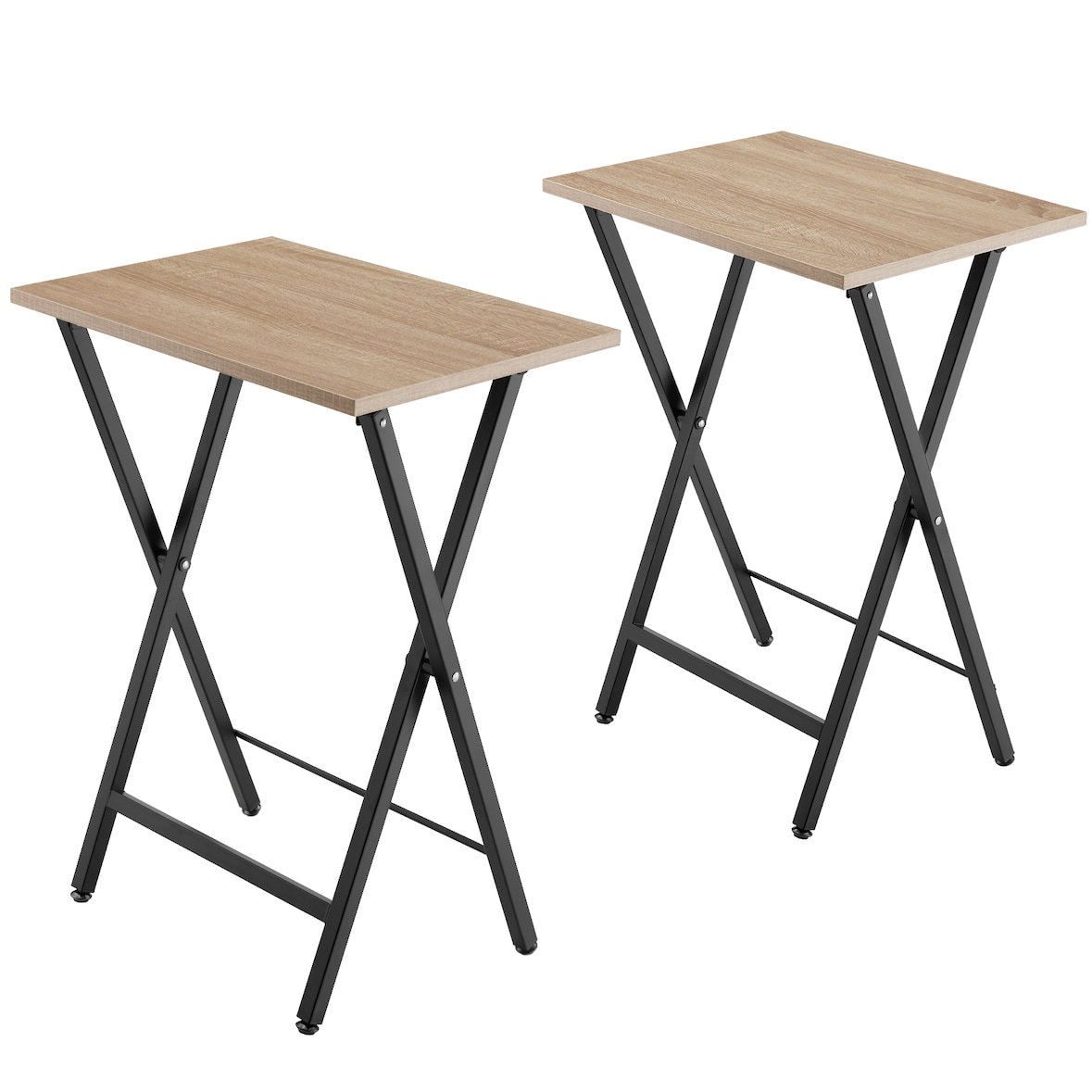 tectake Ensemble de 2 tables d’appoint pliables Phoenix - Bois clair industriel, Chêne Sonoma - 404778
