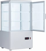 thumbnail of Getränke- und Gebäck-Kühlvitrine 58 Liter 4-seitig verglast weiß +2/+10 °C 44,7x40x81,9h cm