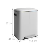 thumbnail of Relaxdays Mülleimer, 2 Fächer, 2x 20 l, entnehmbare Inneneimer, Softclose, Fußpedal, Metall, Mülltrenner Küche, weiß