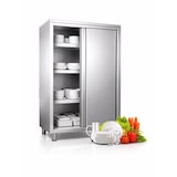 thumbnail of Geschirrschrank Edelstahl PREMIUM 1400x600x1800 mm – mit 2 Schiebetüren für Gastronomie & Großküche