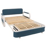 thumbnail of Schlafsofa HWC-M83, Schlafcouch Couch Sofa, Schlaffunktion Bettkasten Liegefläche, 130x185cm ~ Stoff/Textil dunkelblau