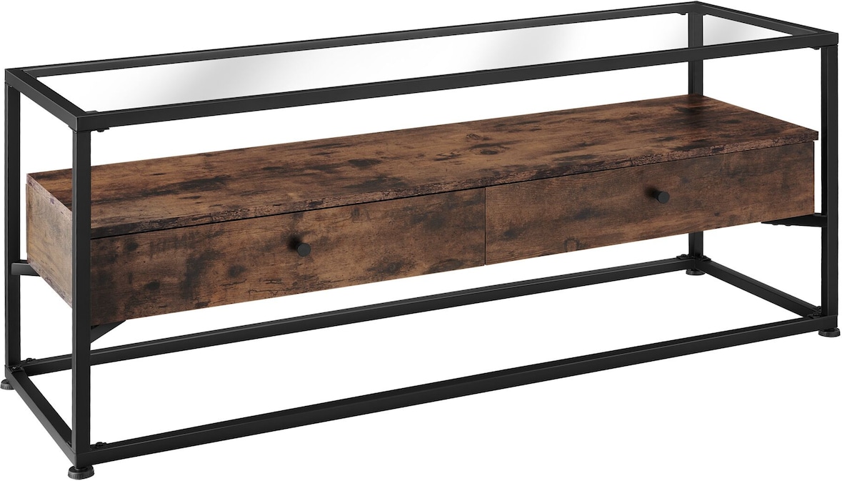 tectake Móvel baixo para TV Maidenhead 121,5x41,5x50,5cm  Madeira Industrial Escura, Rústica