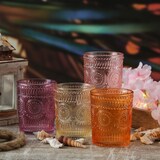 thumbnail of Trinkglas lila 280ml Wasserglas Saftglas Vintage Boho Blumenmuster