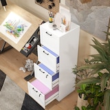 thumbnail of HOMCOM cajonera escritorio con 4 cajones, cajonera de oficina, mueble archivador, con 2 cerraduras, riel colgante para A4 y carta, 40x40x131 cm blanco