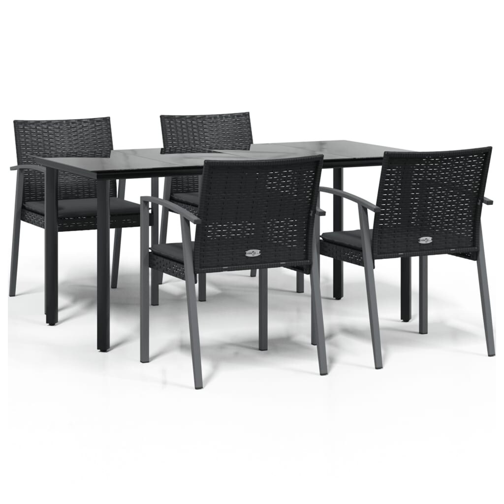 vidaXL 5-tlg. Garten-Essgruppe mit Kissen Poly Rattan und Stahl