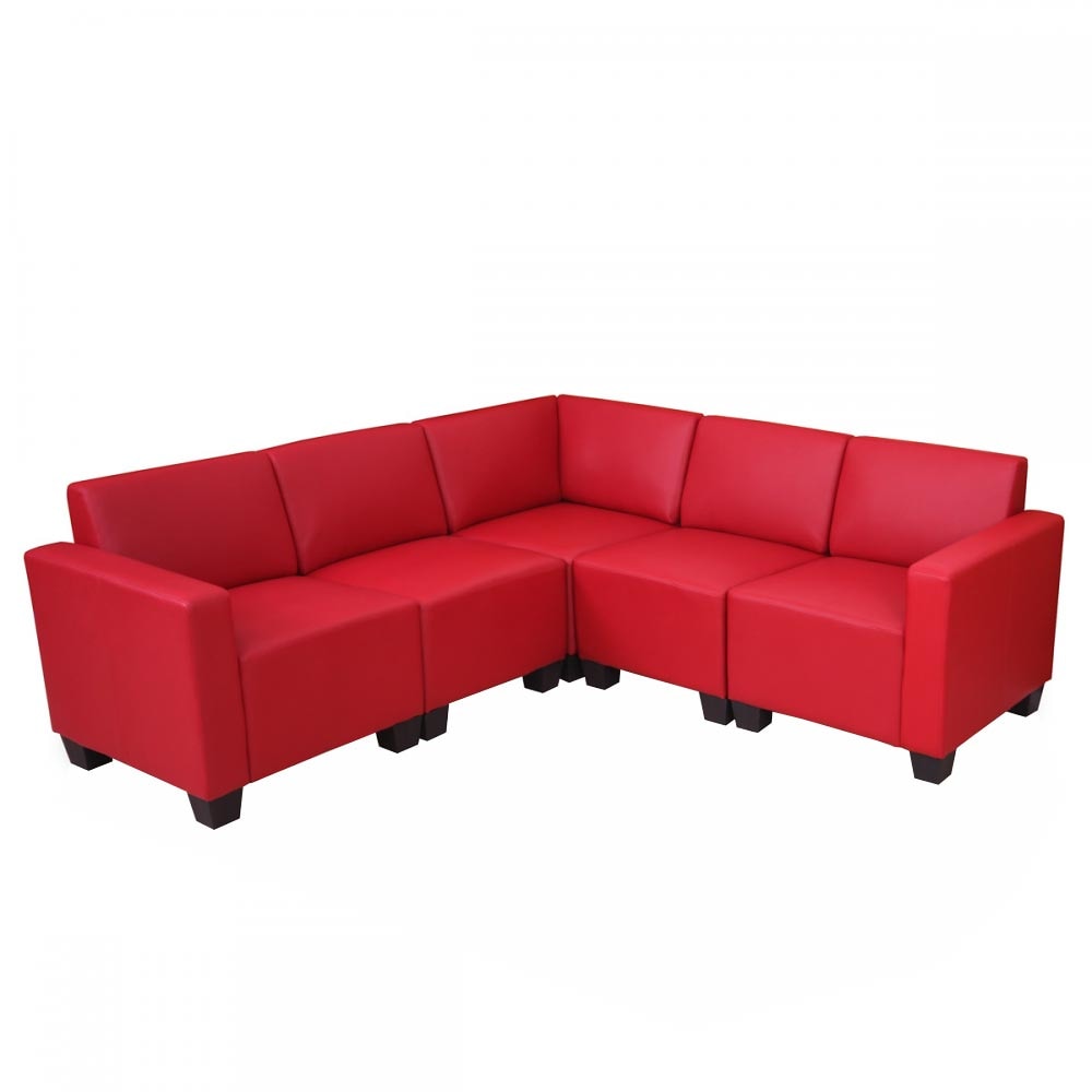 Sistema modular de sofás juego de sofás Lyon 5, polipiel ~ rojo