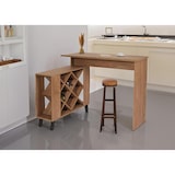 thumbnail of Bartafel HWC-M45, statafel bartafel wijnrek wijnkast, opbergvakken 93x120x98cm, bruin