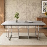 thumbnail of Esstisch 180x80x75  rechteckig Grau+Silber mit MDF Tischplatte und stabilen Metallbeinen, modernes Design für 6 bis 8 Personen