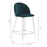 thumbnail of Set 2 sgabelli da bar imbottiti in velluto, gambe in metallo, h.65cm, per bar, ristoranti e cucina, design elegante -Sara XL-Ottanio/Argento