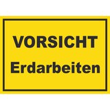thumbnail of Vorsicht Erdarbeiten Schild mit Text A6 Rückseite selbstklebend