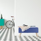 thumbnail of Relaxdays Sitzbank mit Stauraum, gepolstert, Holzbeine, Truhenbank Stoffbezug, HxBxT: 39,5 x 79,5 x 39,5 cm, blau