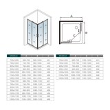 thumbnail of AICA Mampara de ducha rectangular corredera vidrio antical 6mm (980-1000)x(880-900)x1950mm