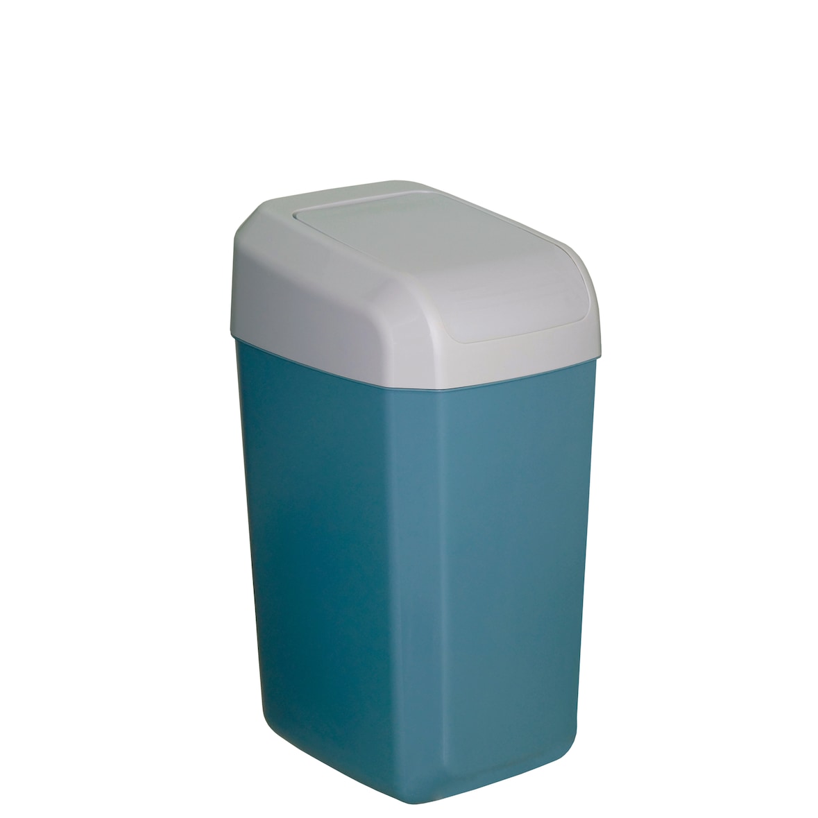 Papelera TROYA con tapa basculante de 30 litros. Color azul y blanco. Papelera de plástico DENOX