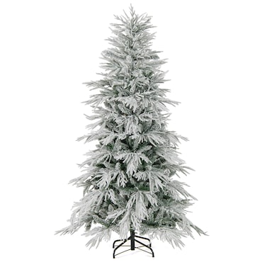 COSTWAY Albero di Natale artificiale da 180 cm con luci e neve, abete con 250 luci LED bianche calde e 594 punte dei rami